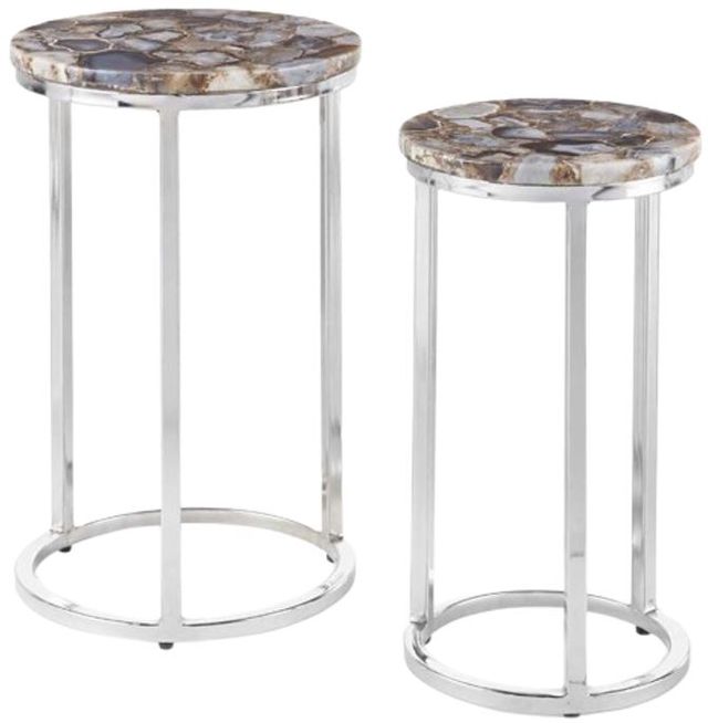 Steve Silver Co. Onyx 2-Piece Agate Nesting Table with Nickel Antique Base-0