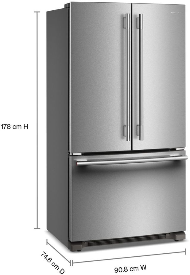 KitchenAid® 36" 20 Cu. Ft PrintShield® Stainless Steel Counter Depth French Door Refrigerator with Internal Water Dispenser-3