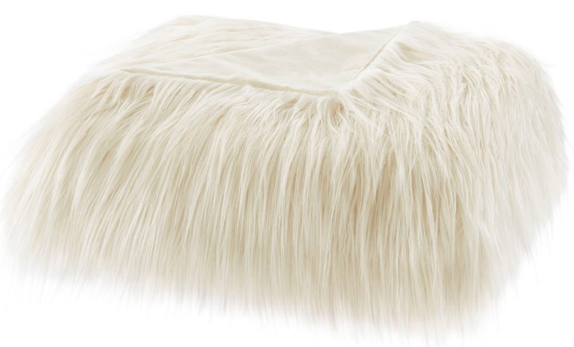 Olliix by Madison Park Edina 1 Ivory Faux Fur Throw | Big