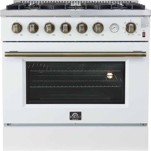 FORNO® Marco Series Alta Qualita 36" White Pro Style Gas Range-0