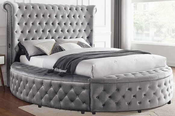 Furniture of America® Sansom Gray Upholstered Platform Bed