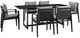 Armen Living Cayman 7-Piece Black/Dark Gray Aluminum/Fabric/Rattan Outdoor Dining Table Set-0