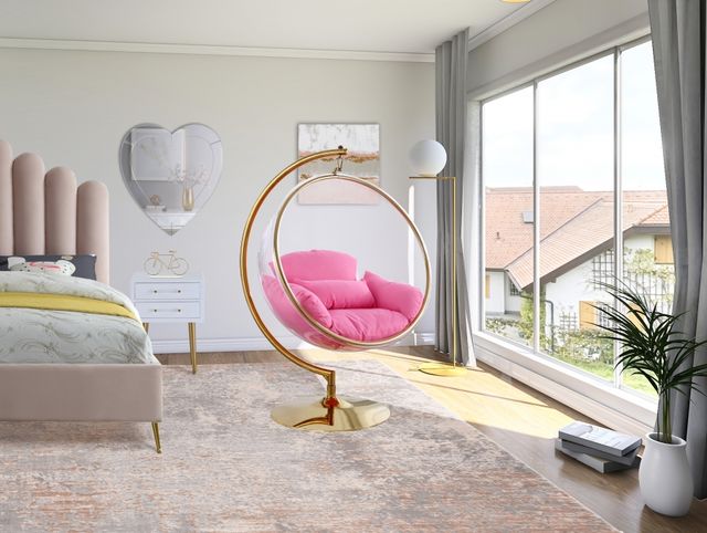 Meridian Furniture Luna Pink Swing Bubble Chair-3