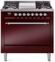 Ilve® Nostalgie II Series 36" Burgundy Pro Style Dual Fuel Range-0