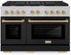 ZLINE Autograph Edition Paramount 48" Satin Stainless Steel Pro Style Gas Range with Black Matte Door and Champagne Bronze Accents-0