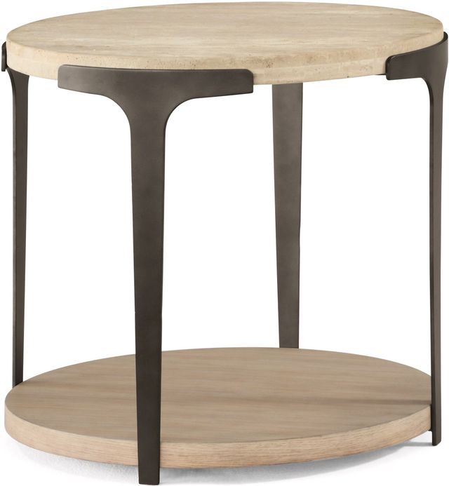 Flexsteel® Omni Natural Light Solid Lamp Table with Antique Bronze Metal Frame-0