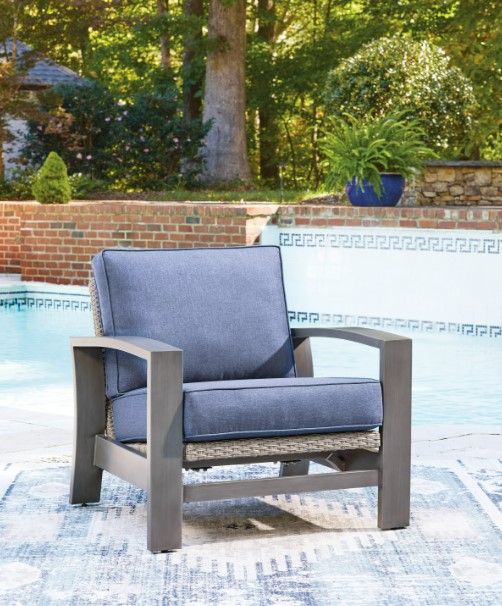Signature Design by Ashley® Dillon Beach Blue/Gray Aluminum/Fabric Outdoor Spring Lounge Chair-1