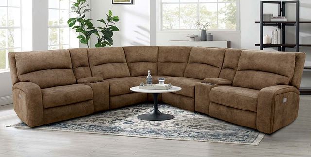 Furniture of America® Apostolos 6-Piece Brown Modular Power Reclining Sectional-3