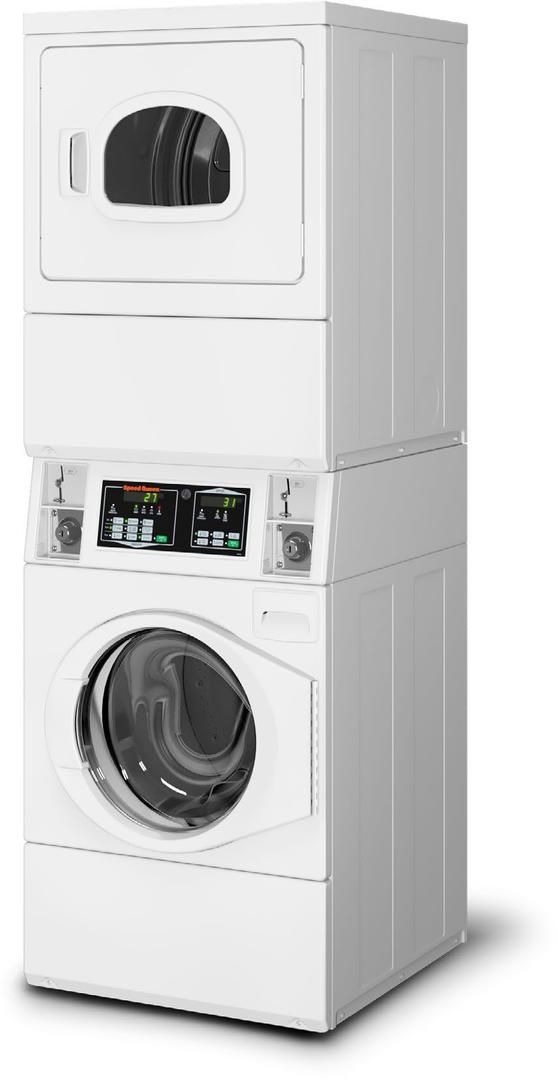 Speed Queen® Commercial 26.88" White Gas Stack Washer/Dryer-1