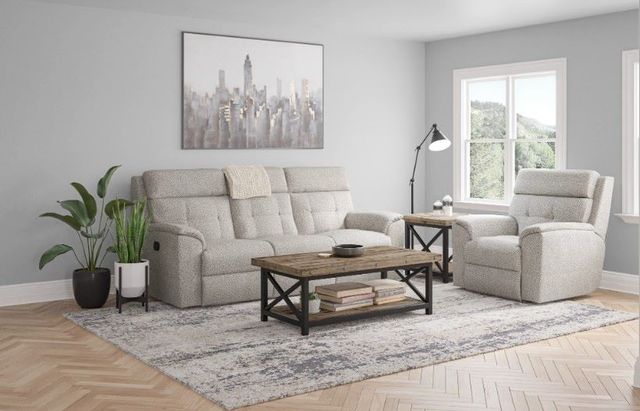 Flexsteel® Mason Gray Dove Manual Reclining Sofa-1