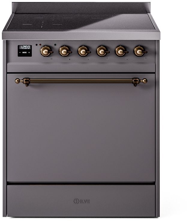 Ilve® Nostalgie II Series 30" Graphite Matte Pro Style Induction Range-0