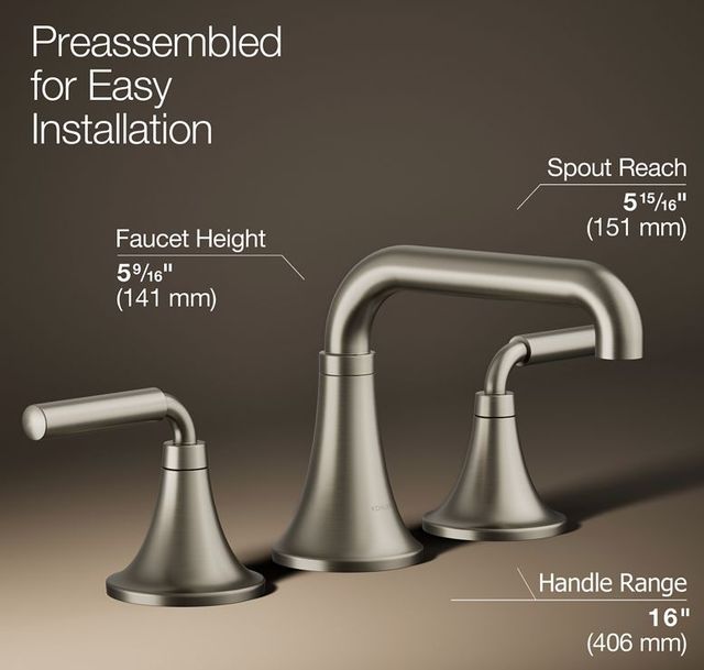 KOHLER® Tone™ Vibrant Brushed Nickel 1.2 GPM Widespread Bathroom Sink Faucet-2