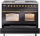Ilve® Nostalgie II Series 40" Glossy Black Pro Style Dual Fuel Range-4