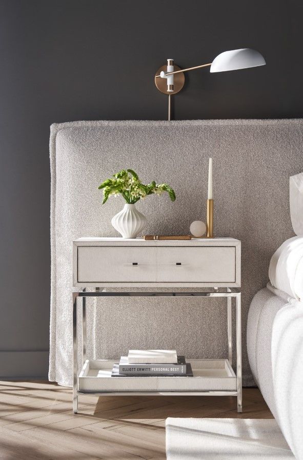 Universal Explore Home™ New Modern Gray/Polished Nickel Lyra Nightstand-1