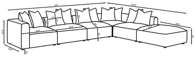Coaster® Jennifer 6-Piece Gray L-Shape Sectional-2