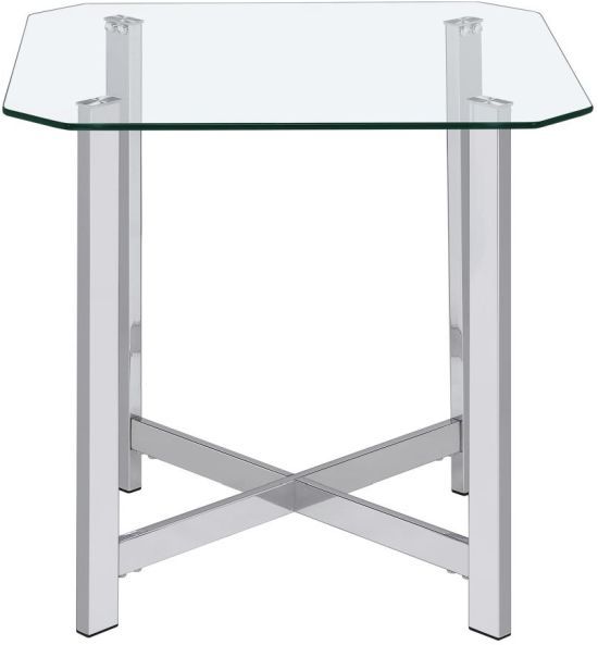 Coaster® Cronin Square Tempered Glass Top End Table with Chrome Base-3