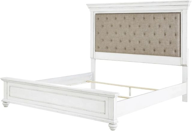 Benchcraft® Kanwyn Whitewash Queen Upholstered Panel Bed-2