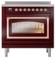 Ilve® Nostalgie II Noblesse 36'' Burgundy Pro Style Induction Range with Copper Trim-1
