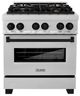 ZLINE Autograph Edition Legacy 30" Satin Stainless Steel Pro Style Dual Fuel Range with 4 Burner Cooktop, Electric Convection Oven and Matte Black Accents-0