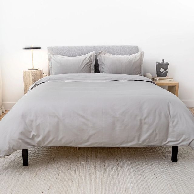 Hush Cotton Sateen 3-Piece Grey Twin Duvet Cover Set-3