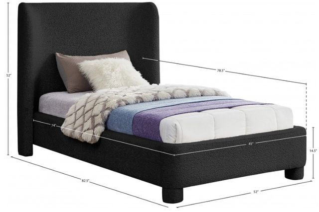 Meridian Furniture Penny Black Twin Boucle Fabric Upholstered Panel Bed-3