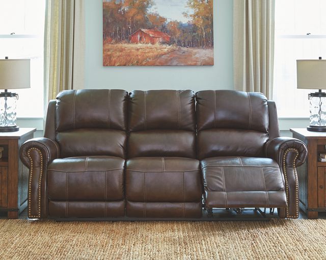 Signature Design by Ashley® Buncrana Chocolate Power Reclining Sofa with Adjustable Headrest-4