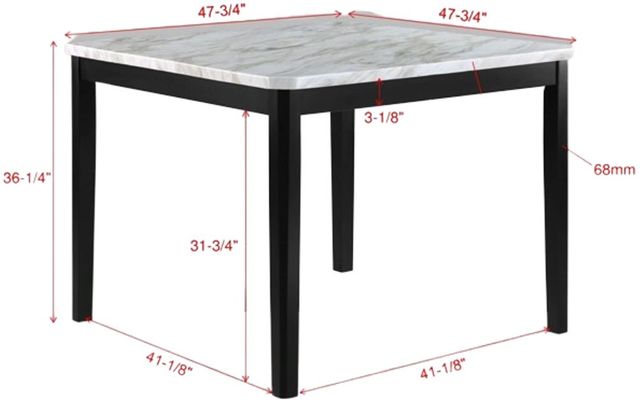 Crown Mark Pascal White Counter Dining Table with Black Legs-2