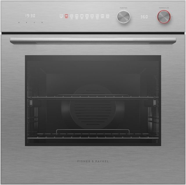 Fisher & Paykel Series 5 24” Brushed Silver Glass Contemporary Single Electric Wall Oven-0