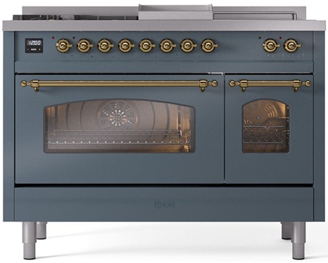 Ilve® Nostalgie II Series 48" Blue Grey Pro Style Dual Fuel Range-0