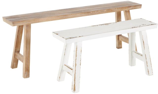 Deco Marche 2-Piece Brown/White Bench Set-0