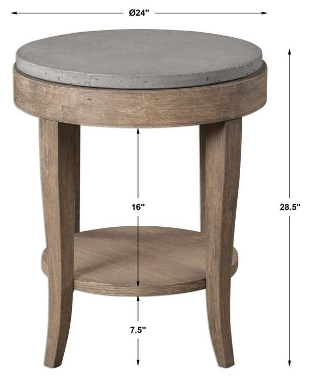Uttermost® Deka Gray Side Table with Natural Brown Base-2