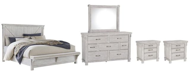 Signature Design by Ashley® Brashland 5-Piece White Queen Panel Bed Set-0