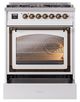 Ilve® Nostalgie II Noblesse 30" Custom RAL Color Pro Style Dual Fuel Range with Burnished Trim-3