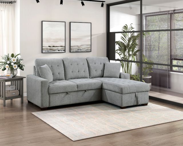 Homelegance® Waitsfield 2-Piece Gray Right-Arm Facing Sleeper Sectional with Hidden Storage-1