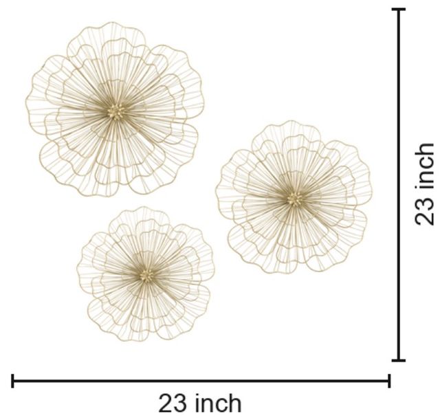 Classy Living 3D Wire Gold Flowers Metal Wall Decor-2
