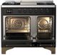 Ilve® Majestic III 40" Glossy Black Pro Style Dual Fuel Natural Gas Range with Solid Door and Burnished Trim-1