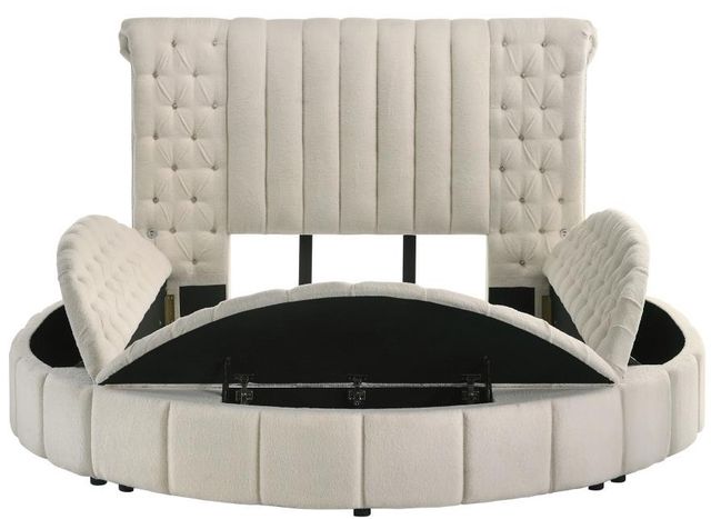 Coaster® Sonya Ivory Queen Upholstered Sleigh Storage Bed-2
