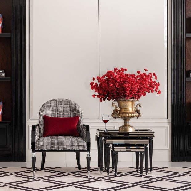 Michael Amini® La Francaise Black/Domino Accent Chair-1