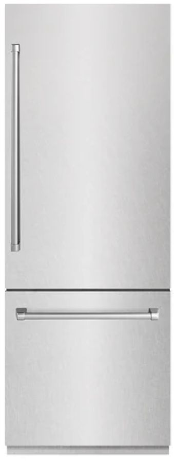ZLINE 30" 16.1 Cu. Ft. Satin Stainless Steel Built-In Bottom Freezer Refrigerator with Graphite Gray Interior-0
