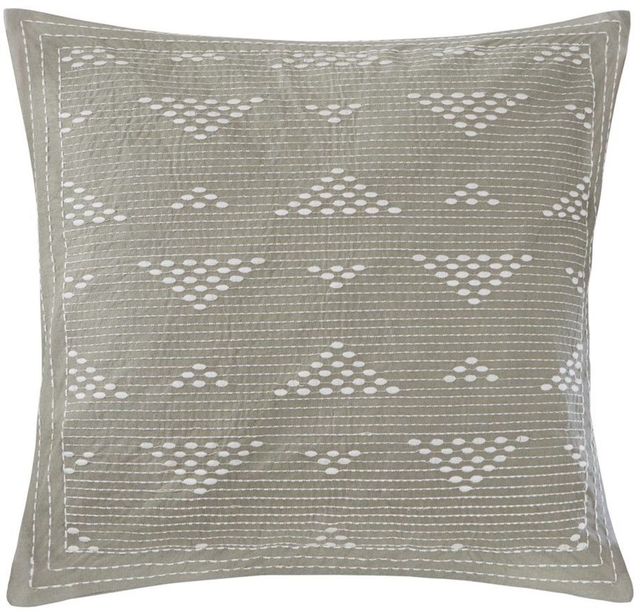 Olliix by INK+IVY Taupe Cario Embroidered Square Pillow-0