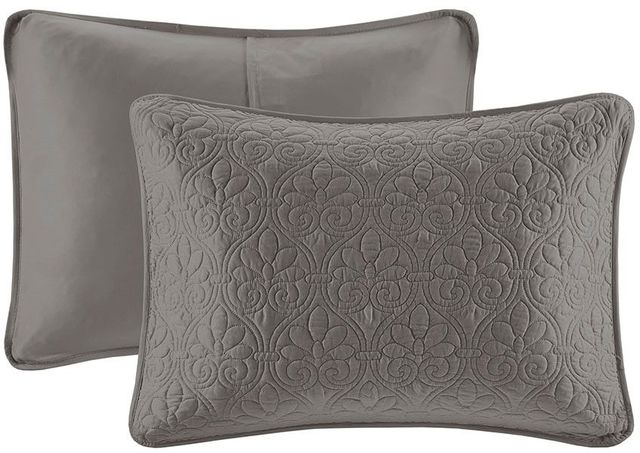 Olliix by Madison Park Dark Grey Full/Queen Quebec Reversible Coverlet Set-4
