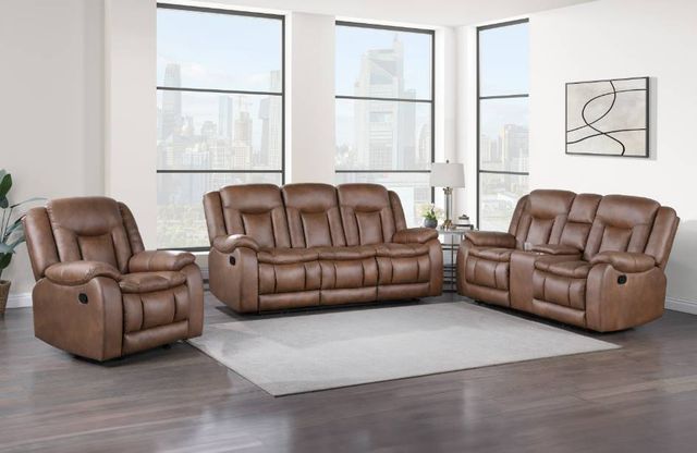 New Classic® Home Furnishings Morello Brown Dual Manual Reclining Sofa-1