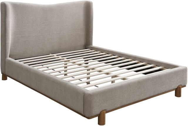 Worldwide Homefurnishings Inc. Isadora Dark Beige 60" Queen Platform Bed -0