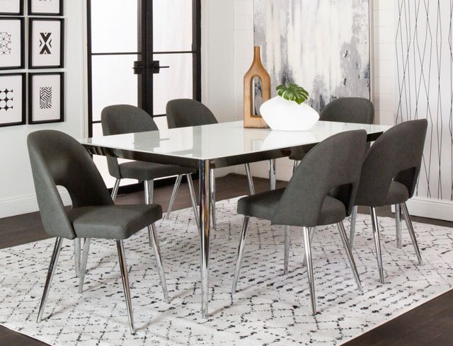 Cramco Atom Super White Glass Top 70" Dining Table with Chrome Base-1