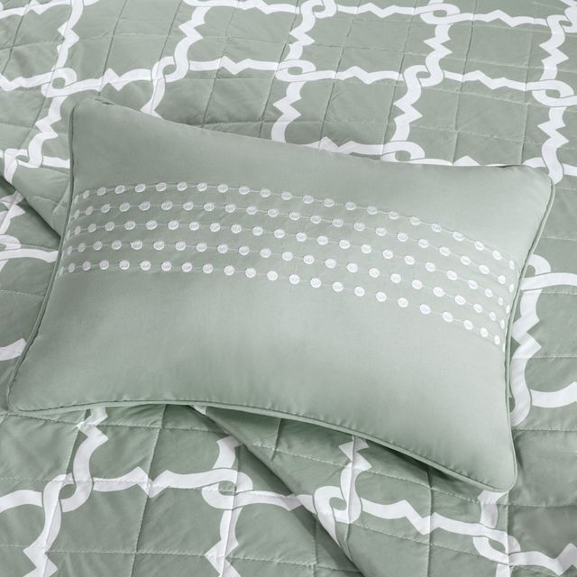 Olliix by Madison Park Essentials Merritt 4 Piece Grey Full/Queen Reversible Coverlet Set-4