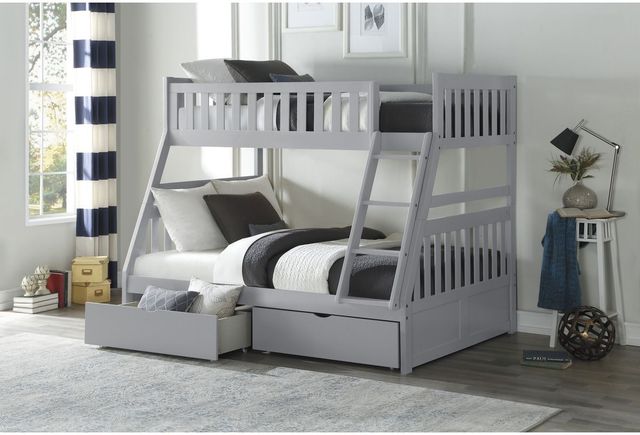 Homelegance® Orion Gray Twin over Full Youth Bunk Storage Bed-1