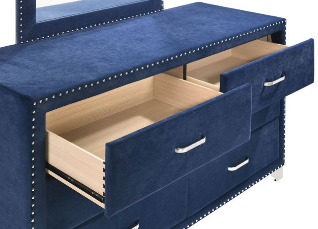 Coaster® Melody Pacific Blue 6-Drawer Upholstered Dresser and Mirror-3