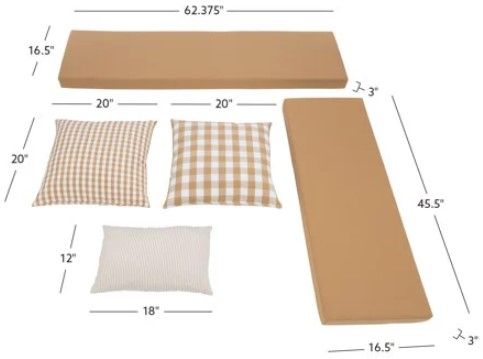 Linon Norah 5-Piece Natural Nook Cushion and Pillow Set-2