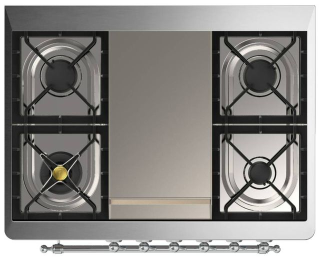 Ilve® Majestic III 36" Stainless Steel Pro Style Dual Fuel Natural Gas Range with Solid Door and Chrome Trim-2