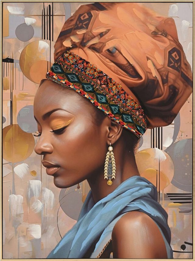 Classy Living Captivating Golden Dusk: Regal Profile Portrait Wall Art-0
